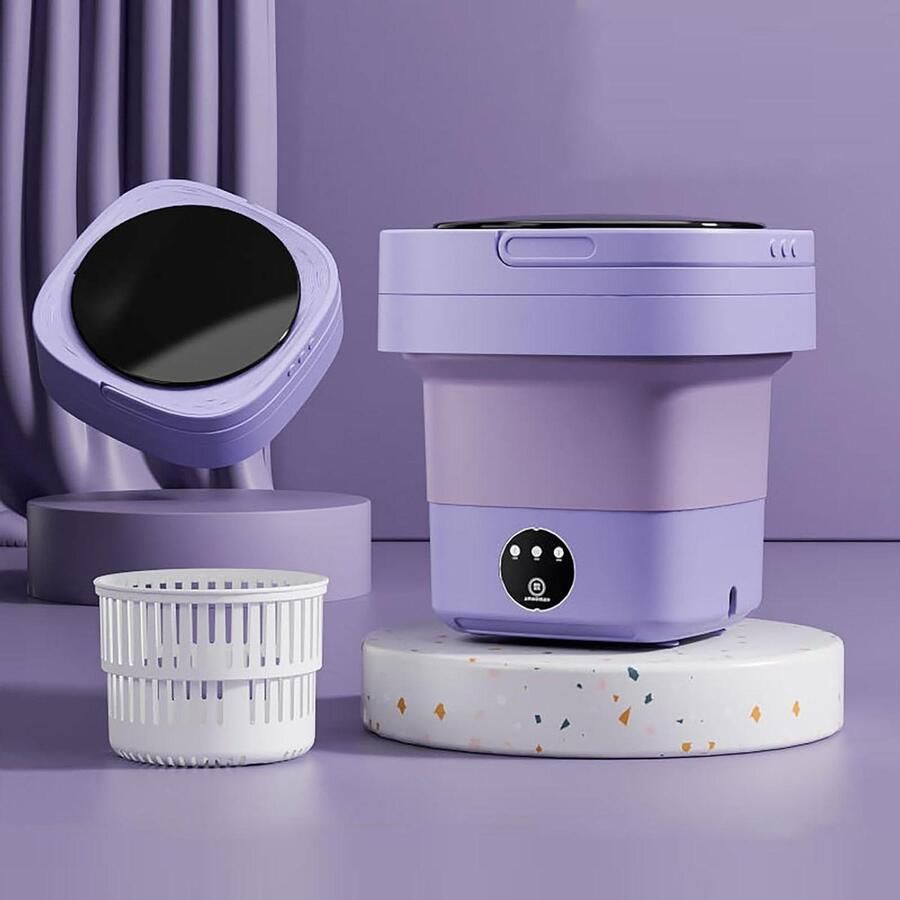 Draagbare Wasunit Mini Wasmachine Kleine Was Opvouwbaar Ontwerp 12 Liter Paars