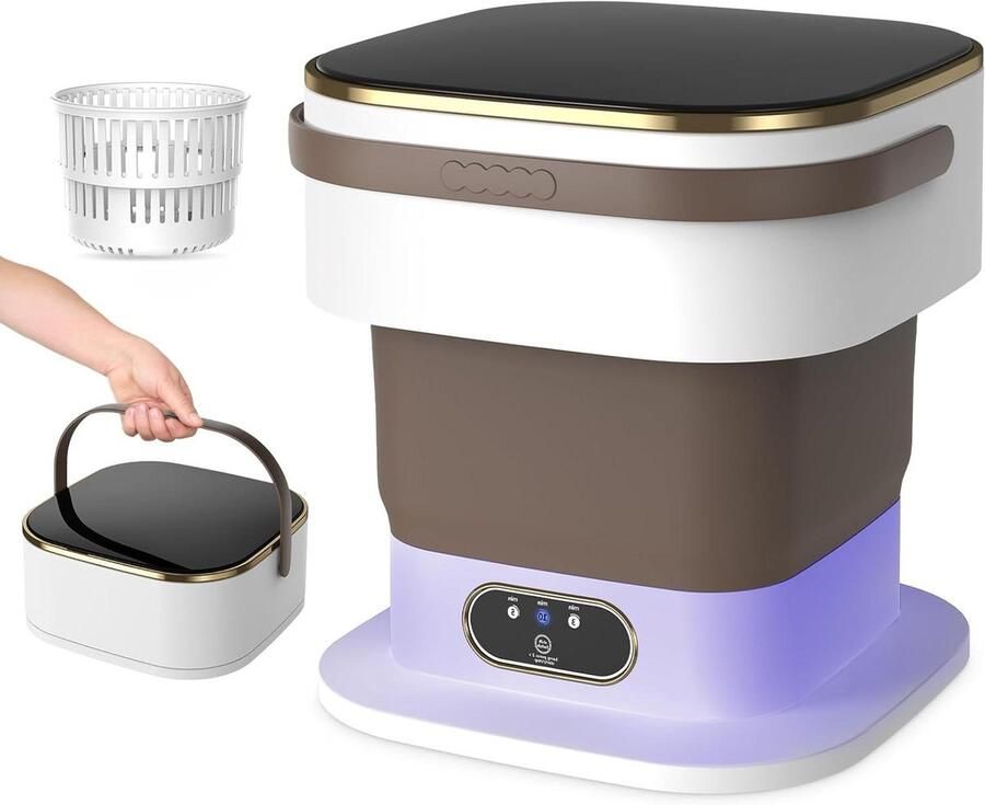 Draagbare Wasunit Mini Wasmachine Kleine Was Opvouwbaar Ontwerp 15 Liter Kaki