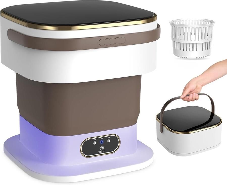 Draagbare wasmachine Mini wasser Kleine was Opvouwbaar ontwerp 15 Liter Kaki