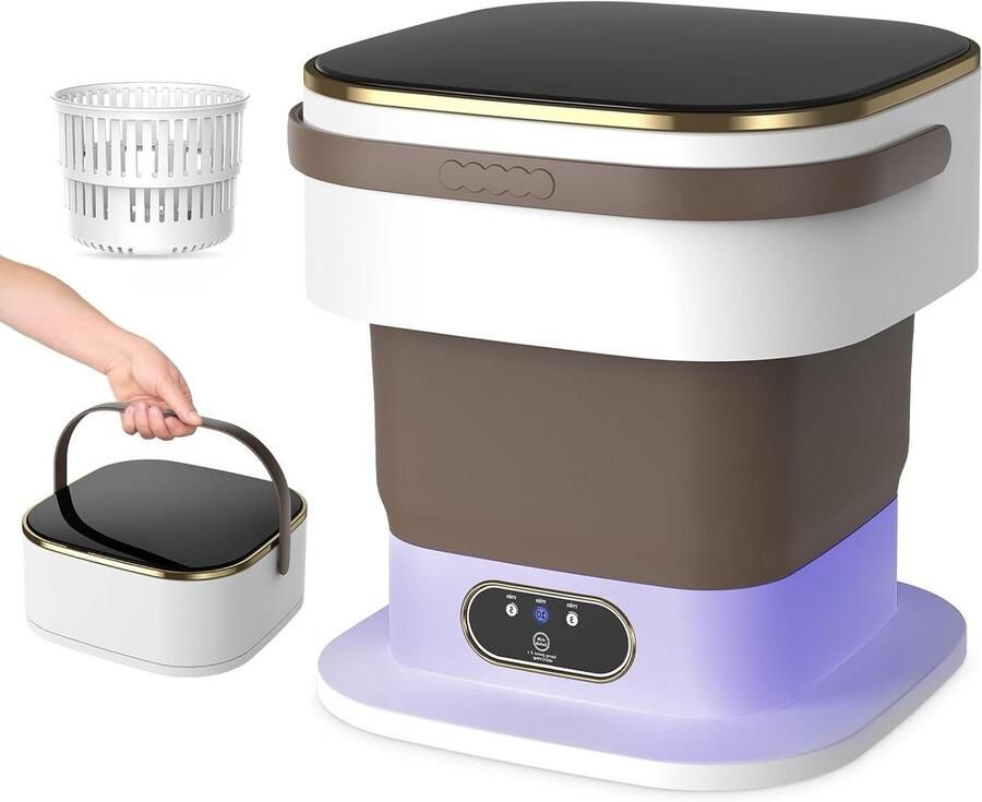 Draagbare Wasunit Mini Wasmachine Kleine Was Opvouwbaar Ontwerp 15 Liter Kaki