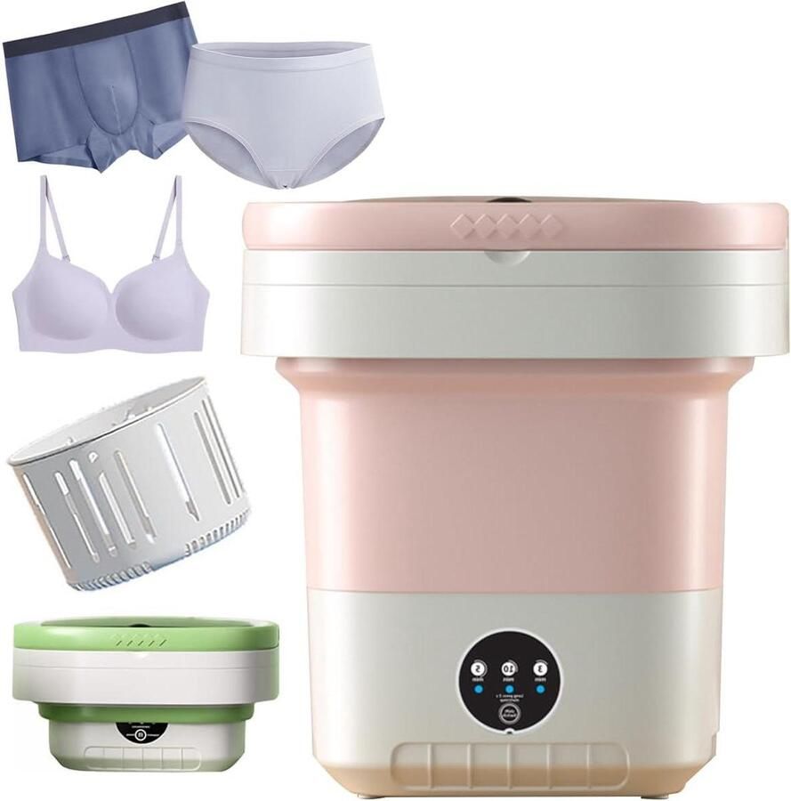 Draagbare Wasunit Mini Wasmachine Opvouwbaar Reizen Kamperen Met Centrifuge 12L Capaciteit Wit