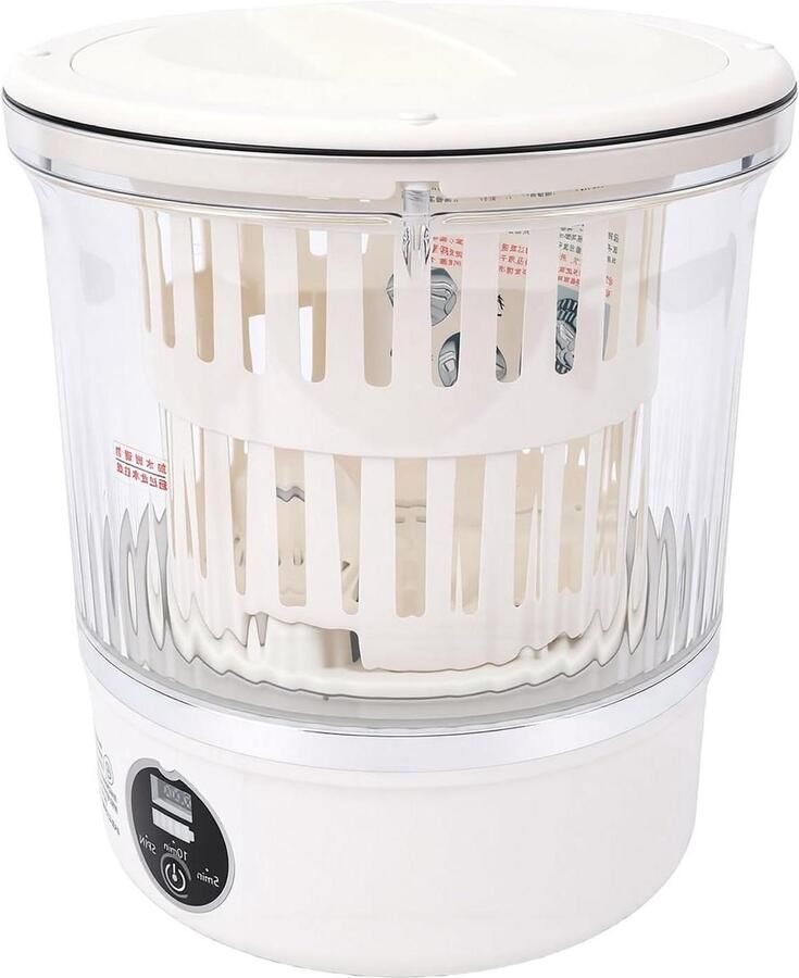 Draagbare Wasunit Mini Wasmachine Reizen Kamperen Oplaadbare Batterij 3 Liter Wit