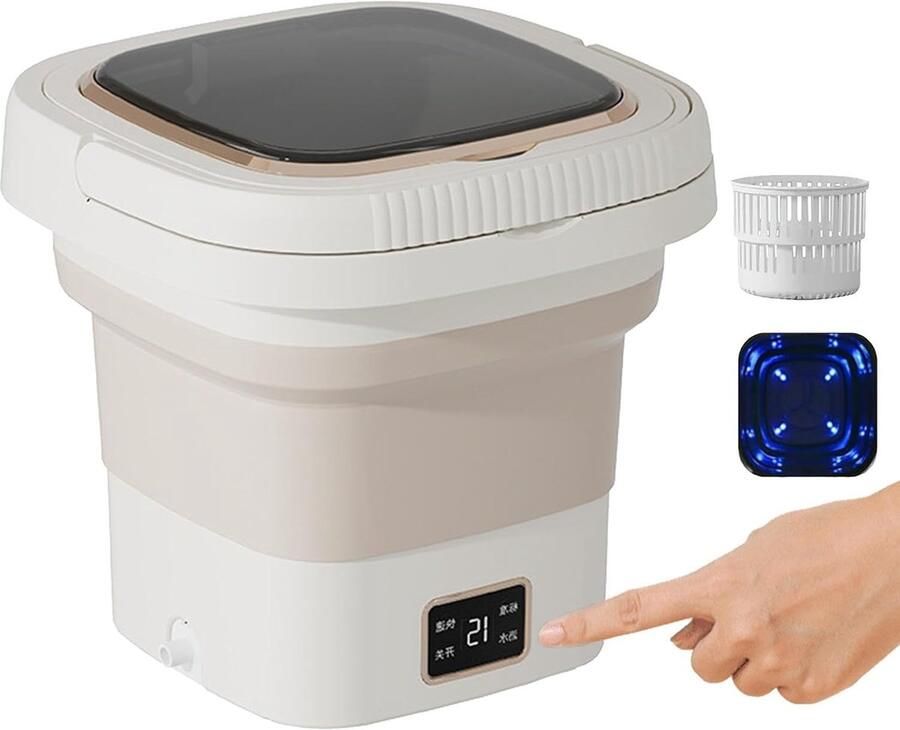 Draagbare Wasunit Opvouwbare Wasmachine Kleine Wasjes Intelligent Digitaal Display 9 Liter Melkwit