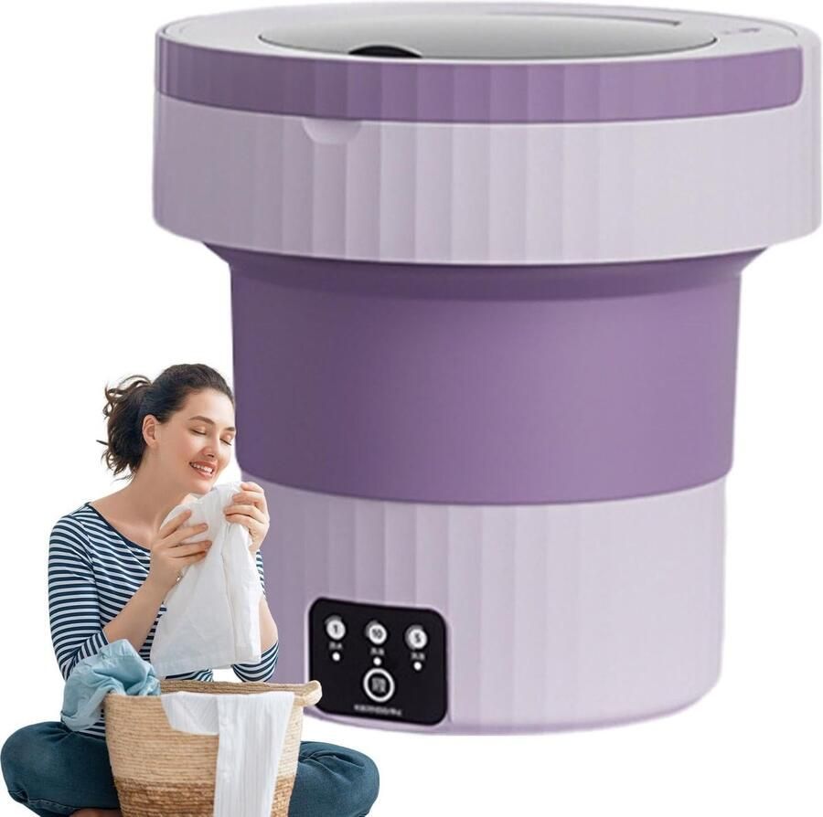 Draagbare Wasunit Opvouwbare Wasmachine Ondergoed Wassen Opvouwbaar Ontwerp 7 Liter Capaciteit Paars