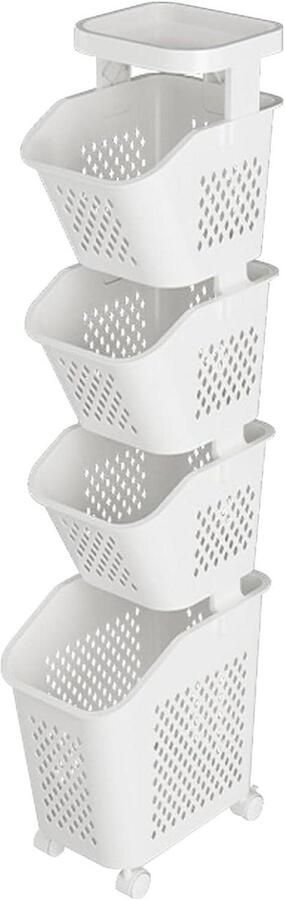 Draaibare Wasmand Opbergmand Rolbaar Huishoudelijke Organisatie 360 Graden Mobiel 499L x 392B x 258H cm Wit