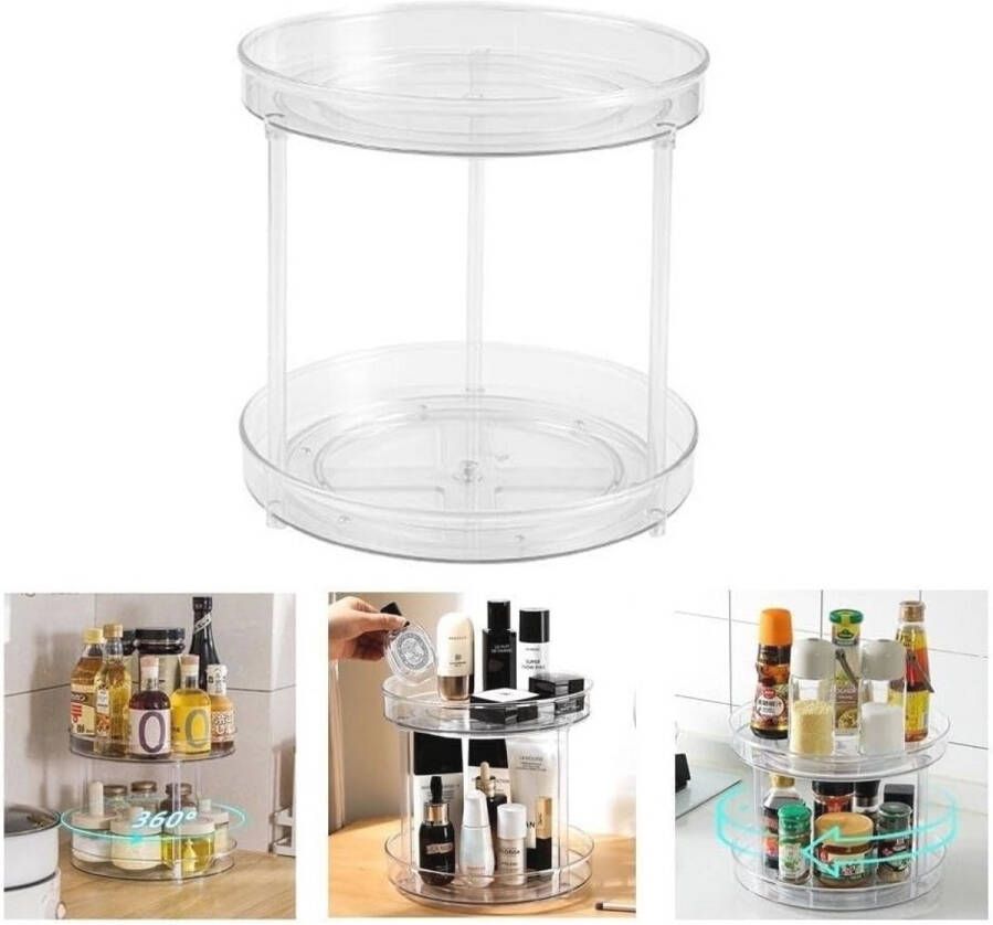 Draaiplateau Organizer 23 5 cm 2-Etages Draaibaar Keuken en Koelkast Organizer