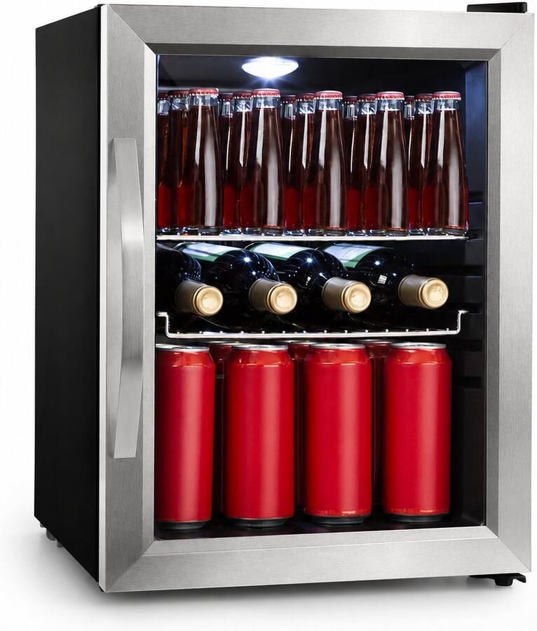 Drankenkoelkast 33L met Glazen Deur – Stil 42 dB – 0-10°C – LED Verlichting – Zwart