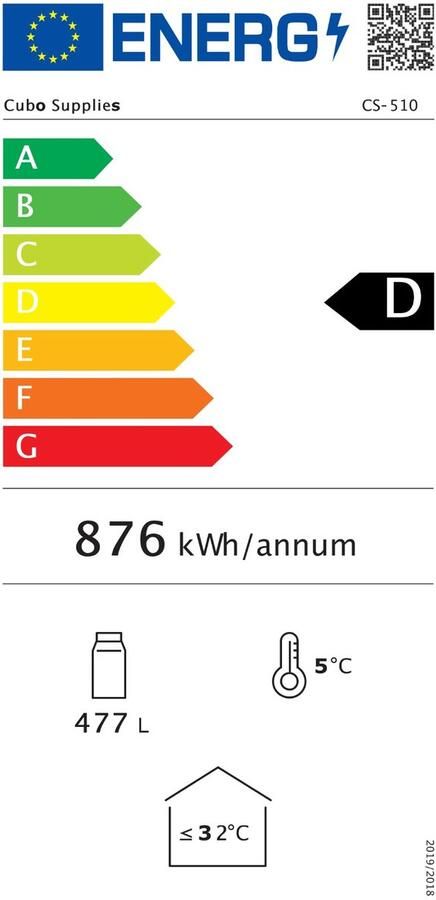 CUBO Drankenkoelkast 477L Zwart met RVS binnenkant 2 glazen deur met LED-verlichting Afsluitbaar met slot Energiezuinig CS-510H - Foto 3