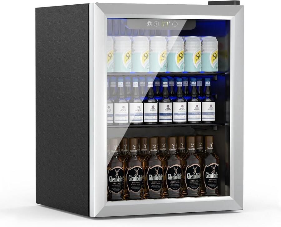 Drankkoeler Mini Koelkast Dranken Koelen Stil & Energiezuinig 80L Capaciteit Zilver
