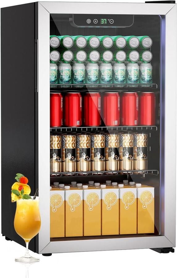 Drankkoeler Mini koelkast Dranken Koelen Stille werking 80L Capaciteit Zilver