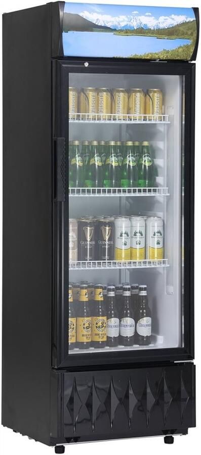 Drankkoelkast Flessenkoeler Horeca 195 L Capaciteit 3 Verstelbare Planken 7-standen Temperatuurregeling LED Verlichting Zwart