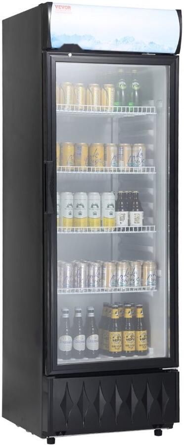 Drankkoelkast Flessenkoelkast 275 L 4 Verstelbare Planken LED Verlichting 7-Standen Thermostaat Horeca Commercieel Gebruik Zwart