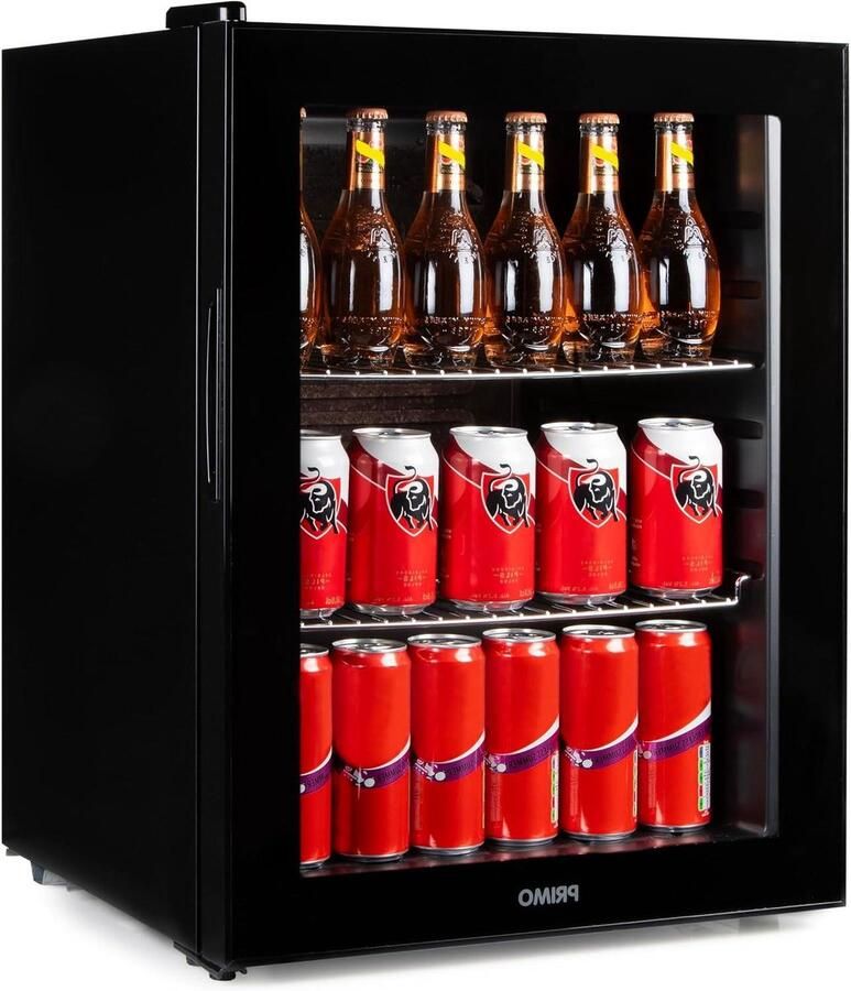 Drankkoelkast Minibar Koelkast Dranken Koelen Glazen Deur 60 Liter Zwart
