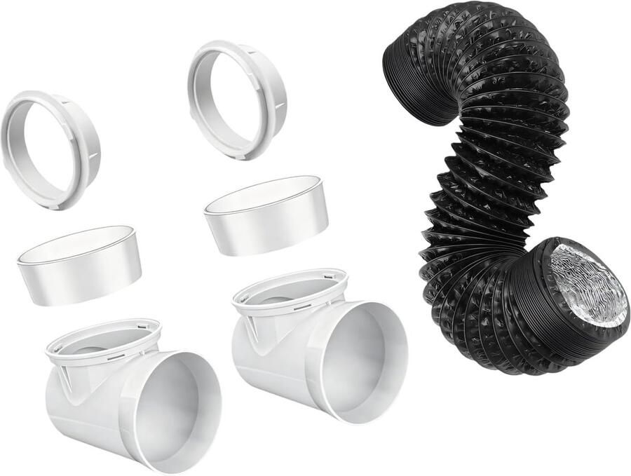 Droger Slangpakket Ventilatieset Droger Thuis Drogen Hittebestendige Afdichtingen 4 Inch 2.5 Meter Zwart Grijs