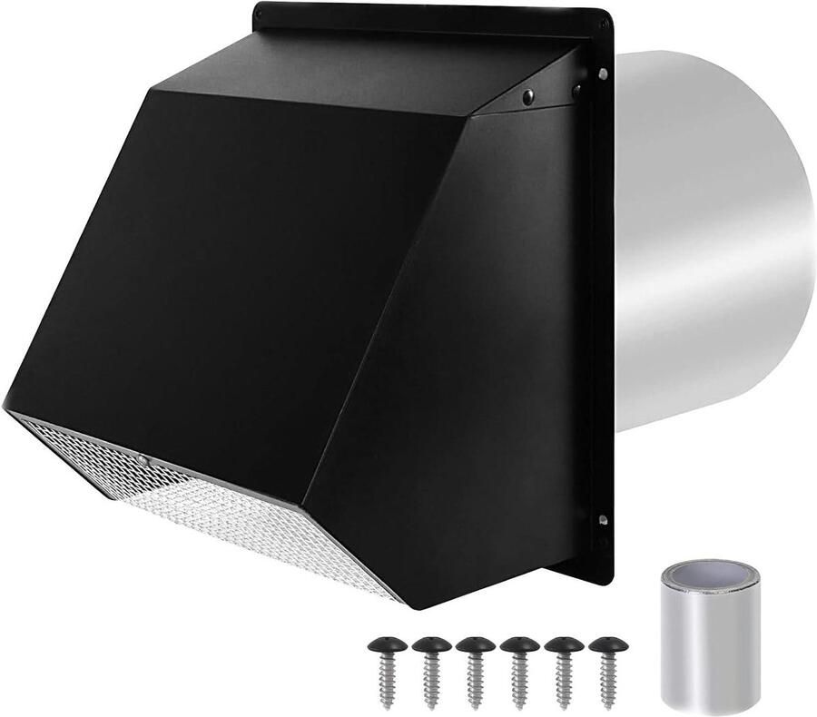Droger Ventilatiekap Buitenafvoer Luchtstroom Optimaliseren Ongediertebestendig 37.5 x 24 x 23 cm Zilver