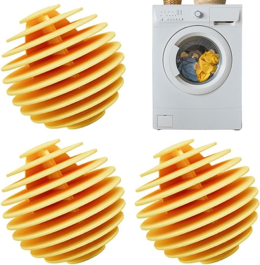 Drogerballen Wasmachine ballen Kleding verzachten Herbruikbaar en duurzaam 3 stuks Geel
