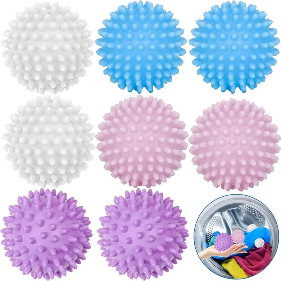 Droogballen Set Wasballen Wasmachine Efficiënt Drogen Voorkomt Klitten Kreuken 8 Stuks Mix Kleuren