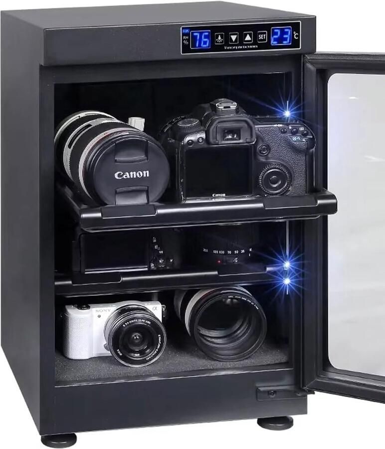 Droogkast Camera Apparatuur Vochtbestendige Box Apparatuur Beschermen Precisie Vochtigheidsregeling 40L Capaciteit Zwart