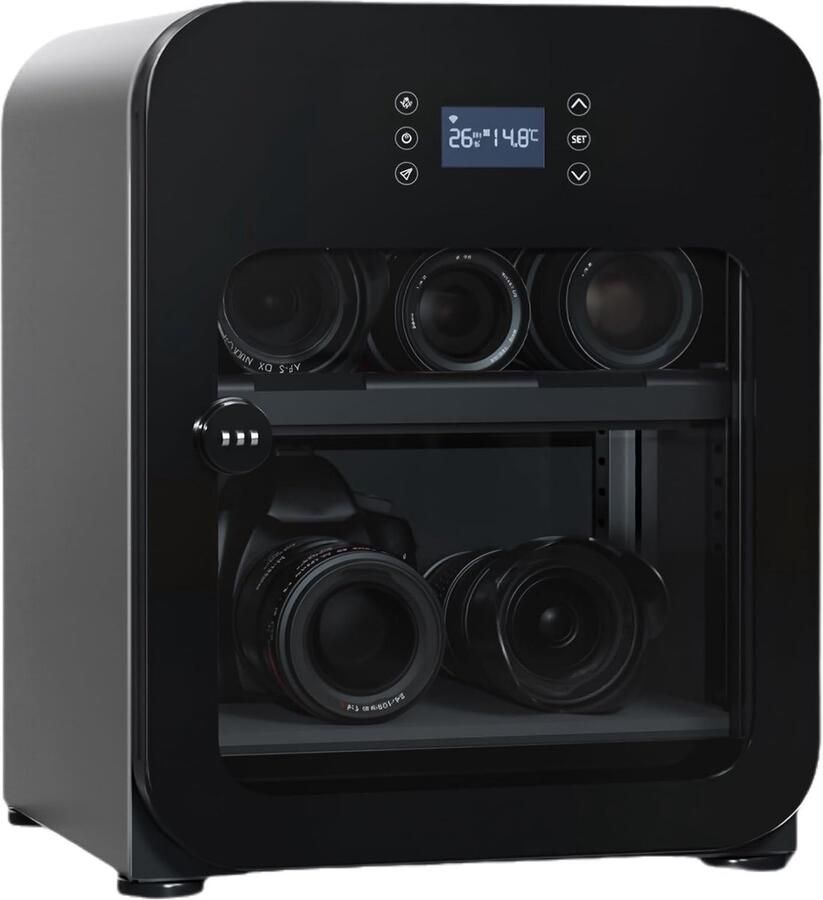Droogkast met LED Vochtigheidsregeling Kast Apparatuur Beschermen Ultrastille Werking 30L Capaciteit Zwart