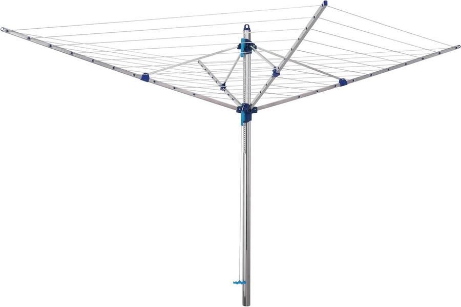 Droogmolen Wasrek buiten Kleding drogen Traploze hoogteverstelling 60 meter lijn Blauw zilver