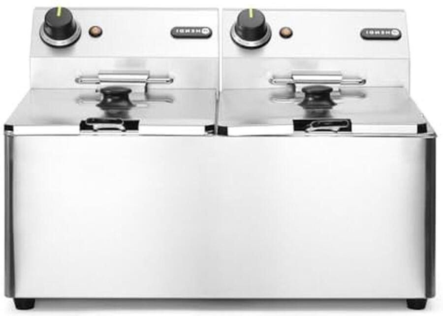 Dubbele Friteuse met koude zone Thuis Frituren Roestvrij staal 2x8L Zilver