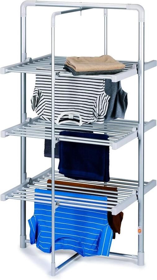 Elektrisch Droogrek Droogtoren Wasrek Snel Kleding Drogen Verstelbare Temperatuur 21 Meter Droogruimte Grijs