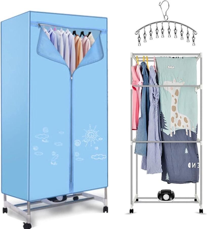 Elektrisch Droogrek Kledingdroger Kast Snel Kleding Drogen 3 Lagen Capaciteit 165 cm Hoog Wit
