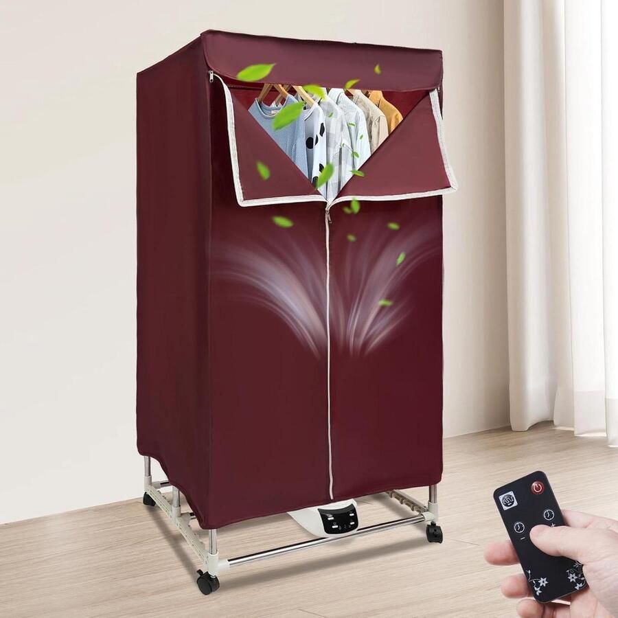 Elektrisch Droogrek Kledingdroger Kleding Drogen 5 Lagen PTC 50 x 70 x 150 cm Wijnrood
