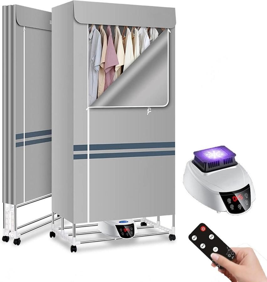 Elektrisch Droogrek Kledingdroger Opvouwbaar Kleding Snel Drogen Met Afstandsbediening 1300 W Grijs