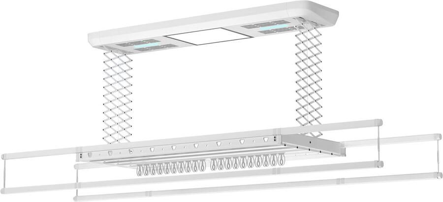 Elektrisch Droogrek Plafond Droogrek Was Drogen Ruimtebesparend Ontwerp 38 kg Draagvermogen Wit
