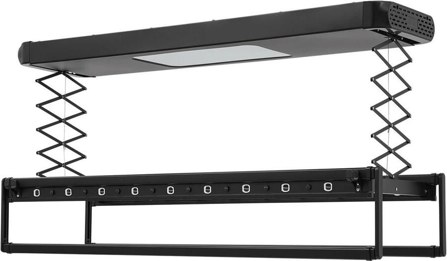 Elektrisch Droogrek Plafond Lift Ruimte Besparen Intelligent Afstandsbediening 35 kg Draagkracht Zwart
