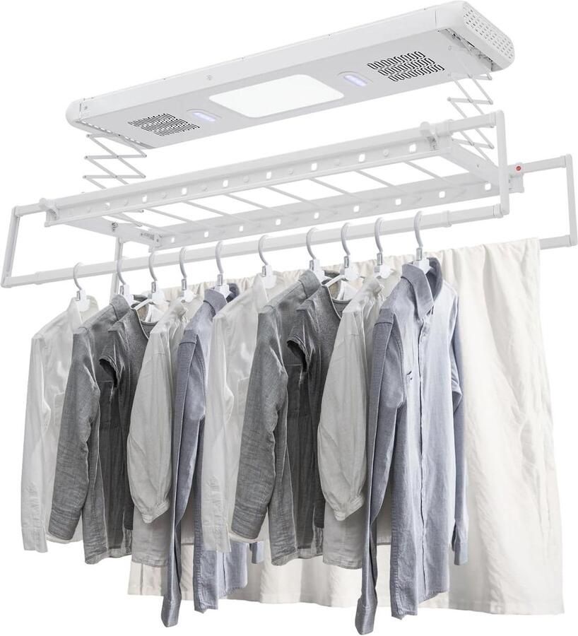 Elektrisch droogrek Plafonddroger Wasmachine Kleding Snel Drogen Met Afstandsbediening 130-215 cm Wit
