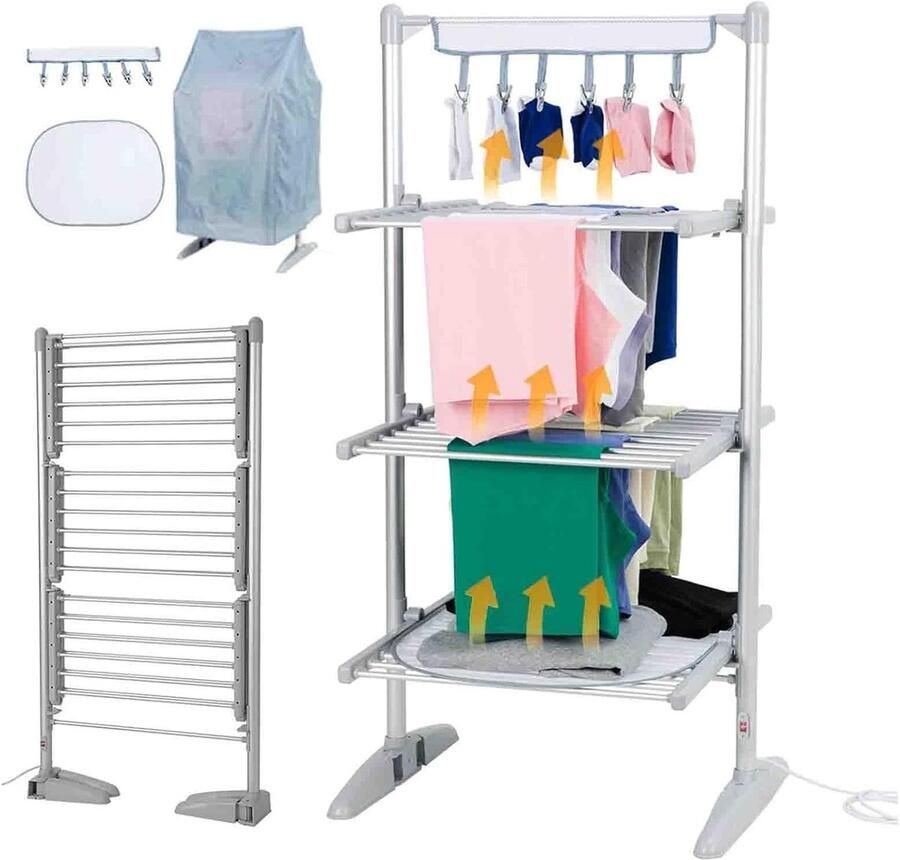 Elektrisch Droogrek Verwarmd Rek Kleding Drogen Snelle Verwarming 30 kg capaciteit One Color