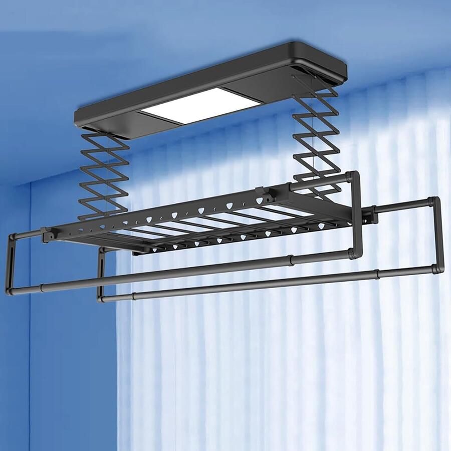 Elektrisch Droogrek Waskleding Lift Ruimtebesparend Drogen Afstandsbediening Lift 110x31.5cm Aluminium