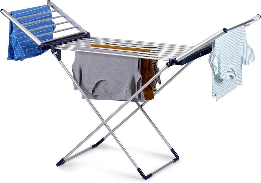 Elektrisch Droogrek Wasrek Verwarmd Snel Kleding Drogen Verstelbare Temperatuur 12 Meter Droogruimte Grijs