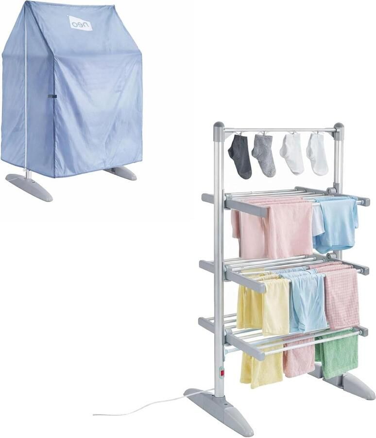 Elektrisch Verwarmd Droogrek Wasmachine Droger Kleding Drogen 3 Laags Opvouwbaar 62 x 46 x 112 cm
