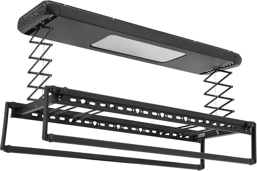 Elektrisch Wasrek Drooglift Plafond Ruimte Besparen Afstandsbediening Bediening 130-215 cm Zwart