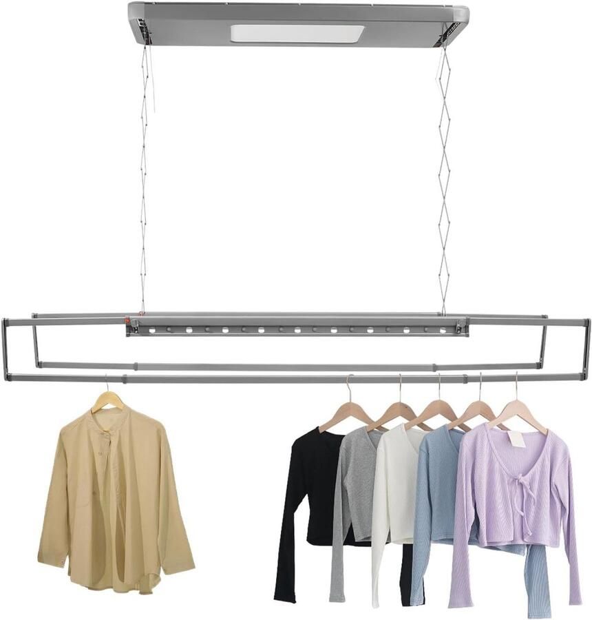 Elektrisch Wasrek Drooglift Plafond Was Drogen Met Afstandsbediening Tot 35 Kg Grijs