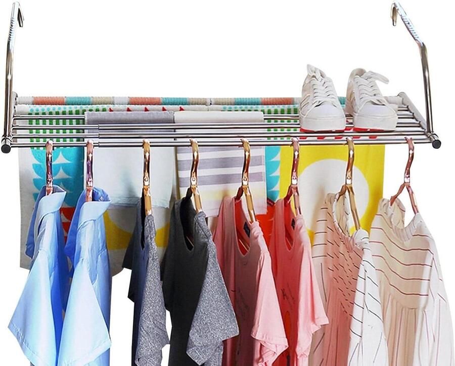 Elektrisch Wasrek Verwarmd Droogrek Kleding Drogen Uittrekbaar Ontwerp 50-120 cm Zilver