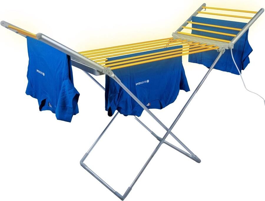 Elektrische Was Droogmolen Verwarmd Rek Snel Kleding Drogen Inclusief Hoes 147x54x94cm Grijs