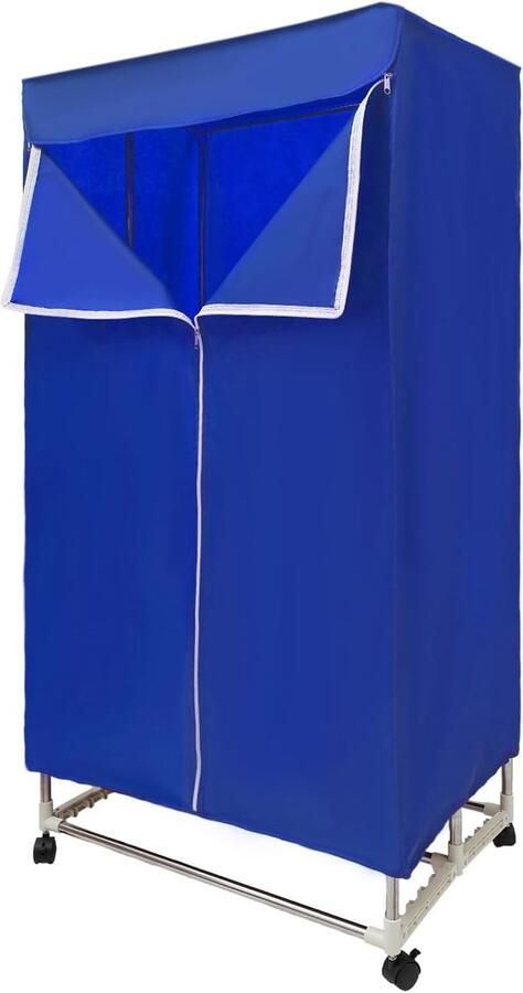 Elektrische Droger Kleding Droogrek Snel Drogen Verplaatsbaar Met Wielen 70x50x150cm Blauw