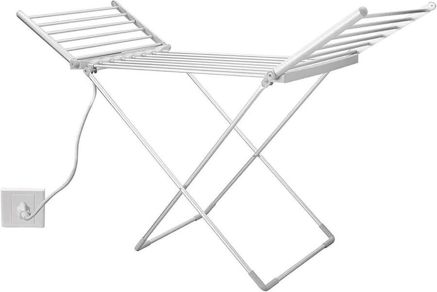 Elektrische Droogrek Verwarmde Kledinghanger Snel Kleding Drogen Opvouwbaar Ontwerp 230 Watt Zilver