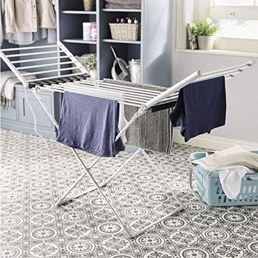 Elektrische Handdoekradiator Handdoekwarmer Droogrek Kleding Drogen Inklapbaar Aluminium 94 cm Hoog Wit