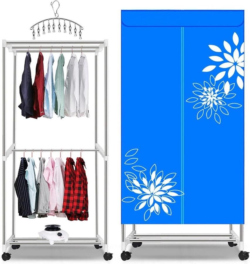 Elektrische Kledingdroger Draagbaar Rek Snel Kleding Drogen Energiebesparend 1000W 15 kg Capaciteit Wit