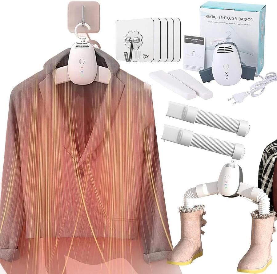 Elektrische Kledingdroger Draagbaar Wasrek Snel Kleding Drogen 2 Heteluchtdroogstanden Tot 5 kg Wit