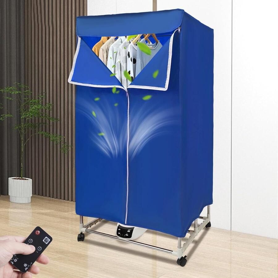 Elektrische Kledingdroger Draagbare Kast Snel Kleding Drogen Inclusief Afstandsbediening 70x50x150 cm Blauw