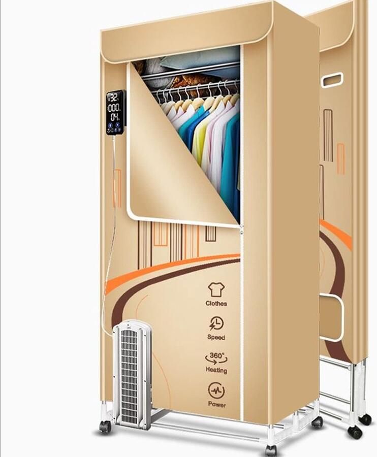 Elektrische Kledingdroger Droogrek Warmelucht Kleding Snel Drogen 3-Laags Capaciteit Tot 40 kg Khaki