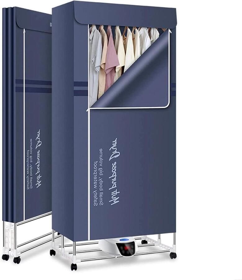 Elektrische Kledingdroger Droogtrommel Droogrek Kleding Drogen Grote Capaciteit 20kg 3 Lagen Blauw