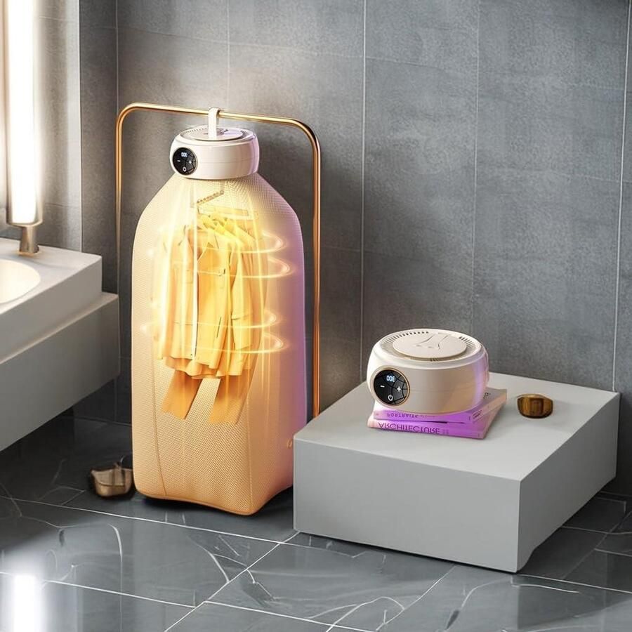 Elektrische Kledingdroger Droogtrommel Vouwbaar Snel Kleding Drogen 360° Circulerende Hete Lucht 10 kg Capaciteit Wit