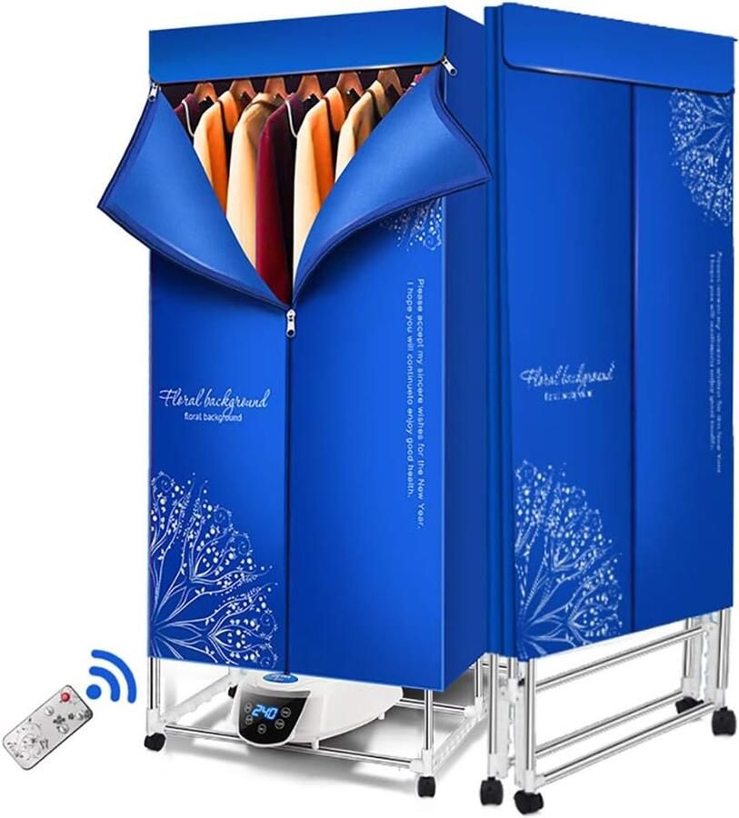 Elektrische Kledingdroger Mobiele Droogkast Snelle Kledingdroging Grote Capaciteit 15kg 70x50x150cm Grijs